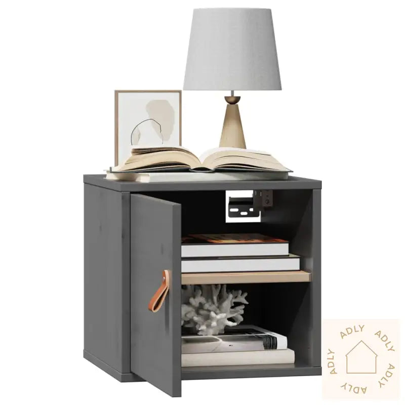 Veggskap 2 Stk Grå 31,5X30X30 Cm Heltre Furu