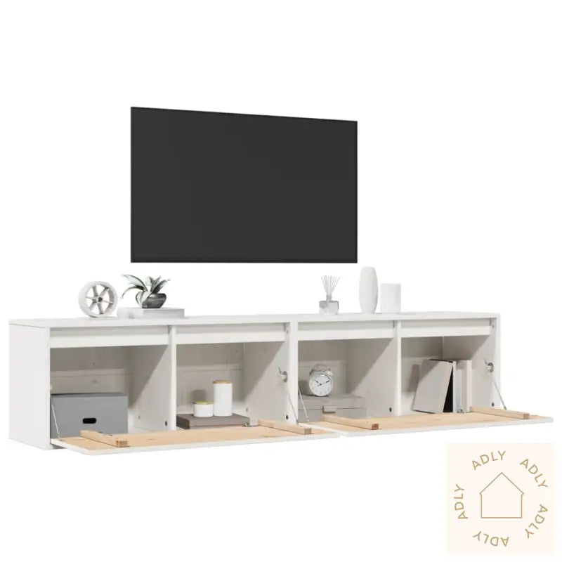 Veggskap 2 Stk Hvit 80X30X35 Cm Heltre Furu