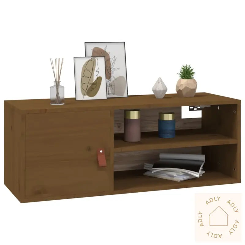Veggskap 2 Stk Honningbrun 80X30X30 Cm Heltre Furu