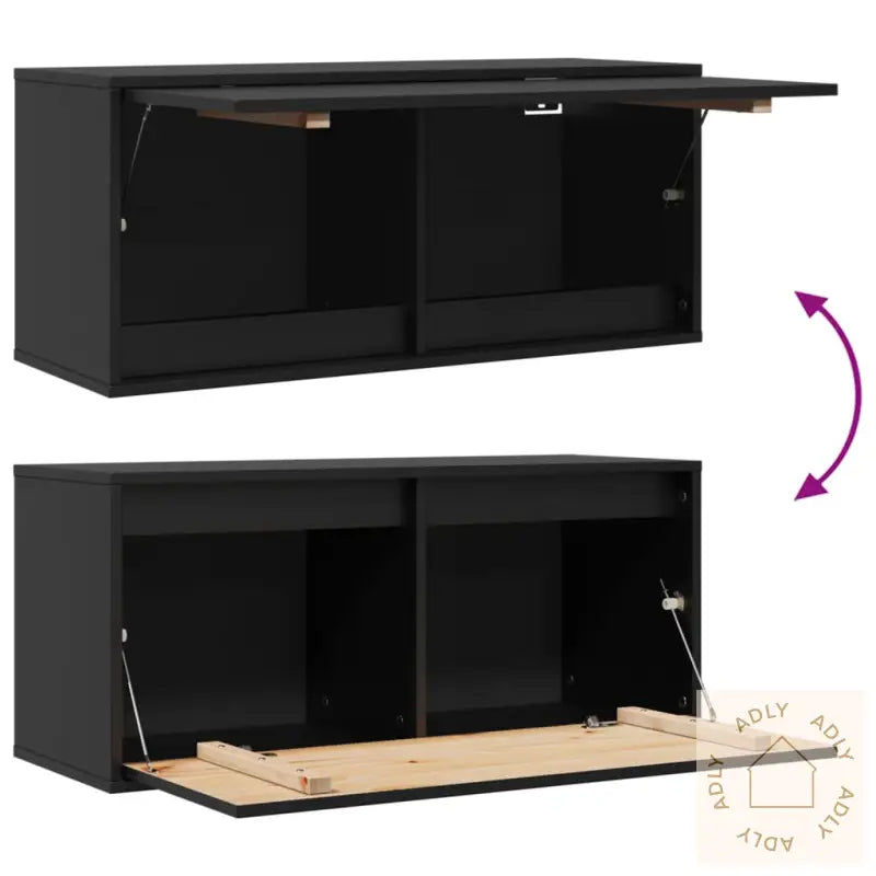 Veggskap Svart 80X30X35 Cm Heltre Furu