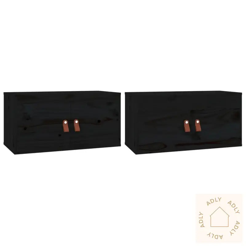 Veggskap 2 Stk Svart 60X30X30 Cm Heltre Furu