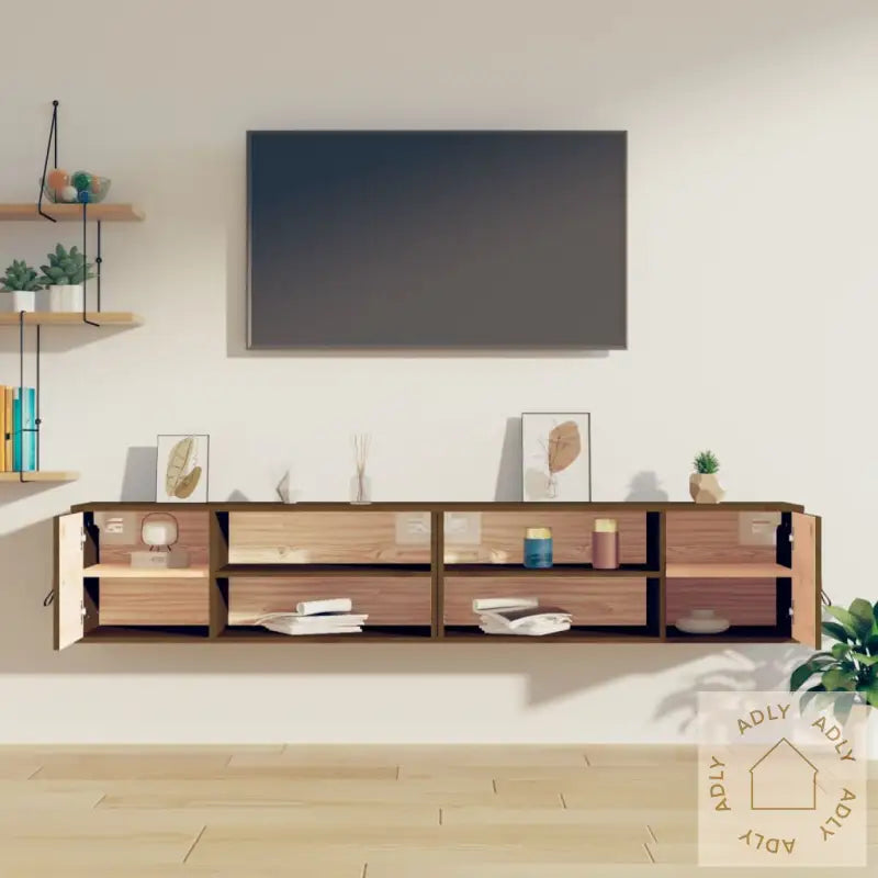 Veggskap 2 Stk Honningbrun 80X30X30 Cm Heltre Furu