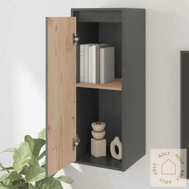 Veggskap 2 Stk Grå 30X30X80 Cm Heltre Furu