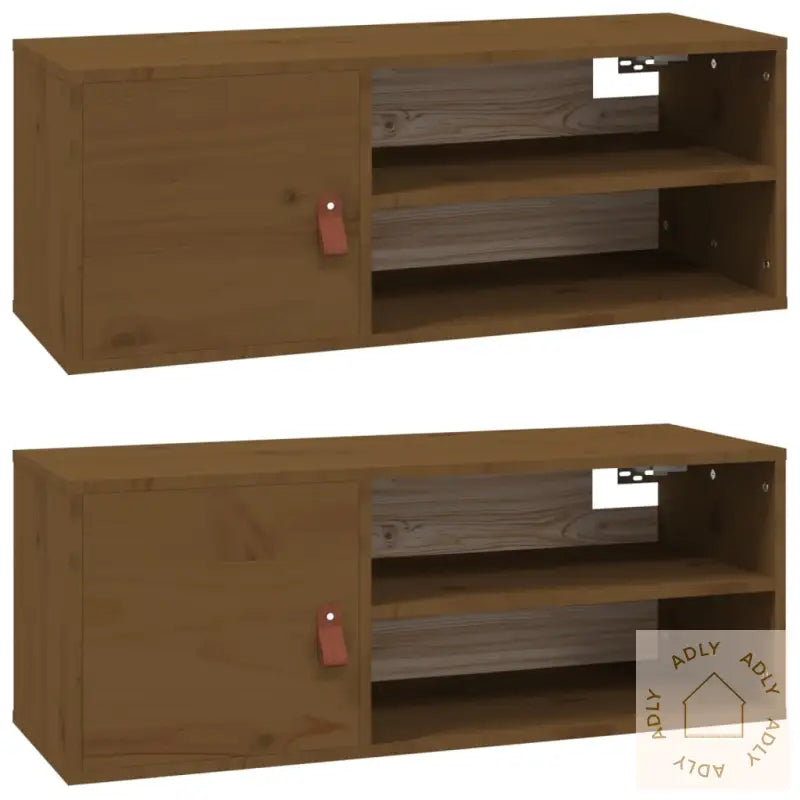 Veggskap 2 Stk Honningbrun 80X30X30 Cm Heltre Furu