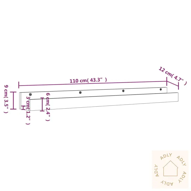 Vegghyller 2 Stk 110X12X9 Cm Heltre Furu