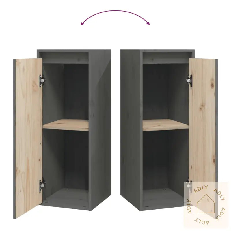 Veggskap 2 Stk Grå 30X30X80 Cm Heltre Furu