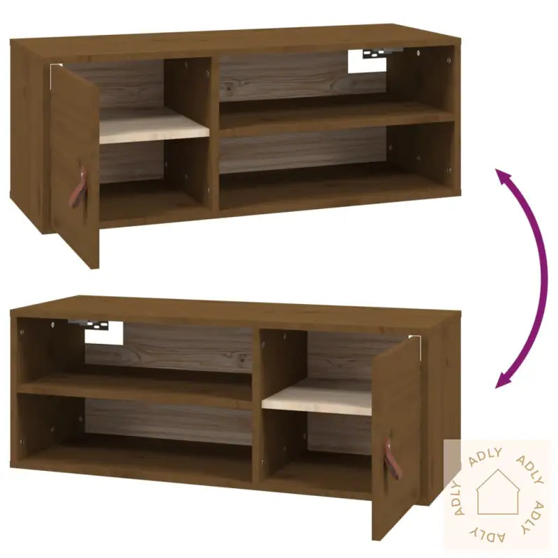 Veggskap 2 Stk Honningbrun 80X30X30 Cm Heltre Furu