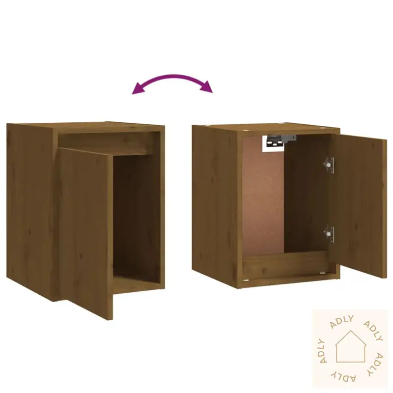 Veggskap 2 Stk Honningbrun 30X30X40 Cm Heltre Furu
