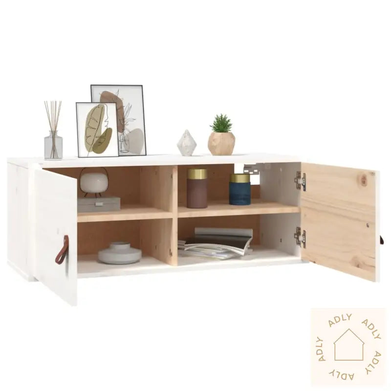 Veggskap 2 Stk Hvit 80X30X30 Cm Heltre Furu