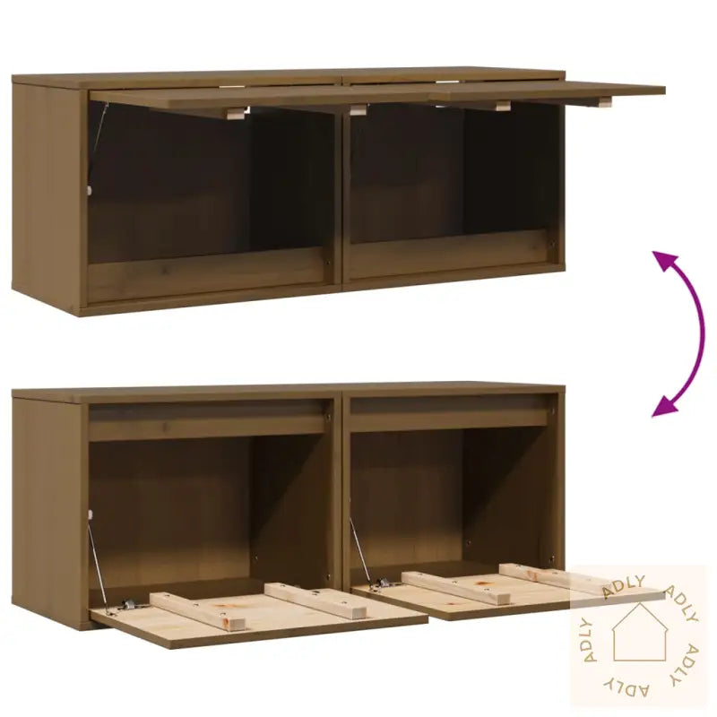Veggskap 2 Stk Honningbrun 45X30X35 Cm Heltre Furu