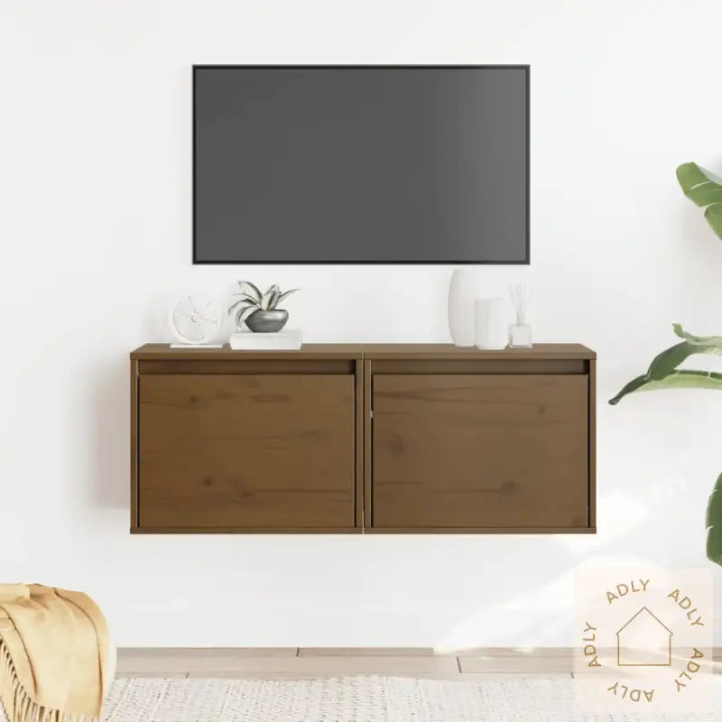 Veggskap 2 Stk Honningbrun 45X30X35 Cm Heltre Furu