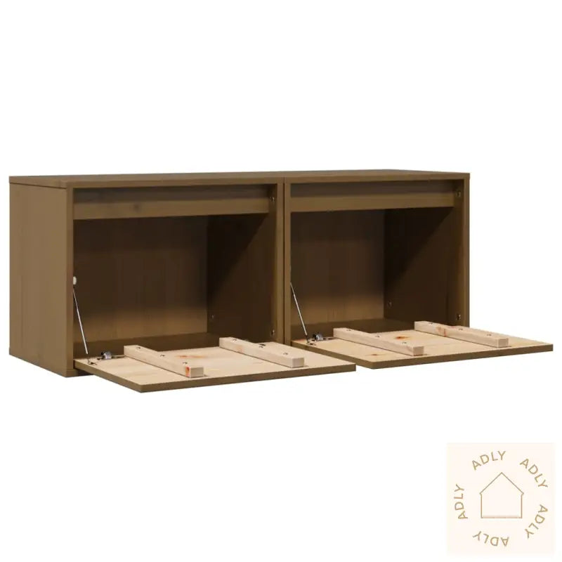 Veggskap 2 Stk Honningbrun 45X30X35 Cm Heltre Furu