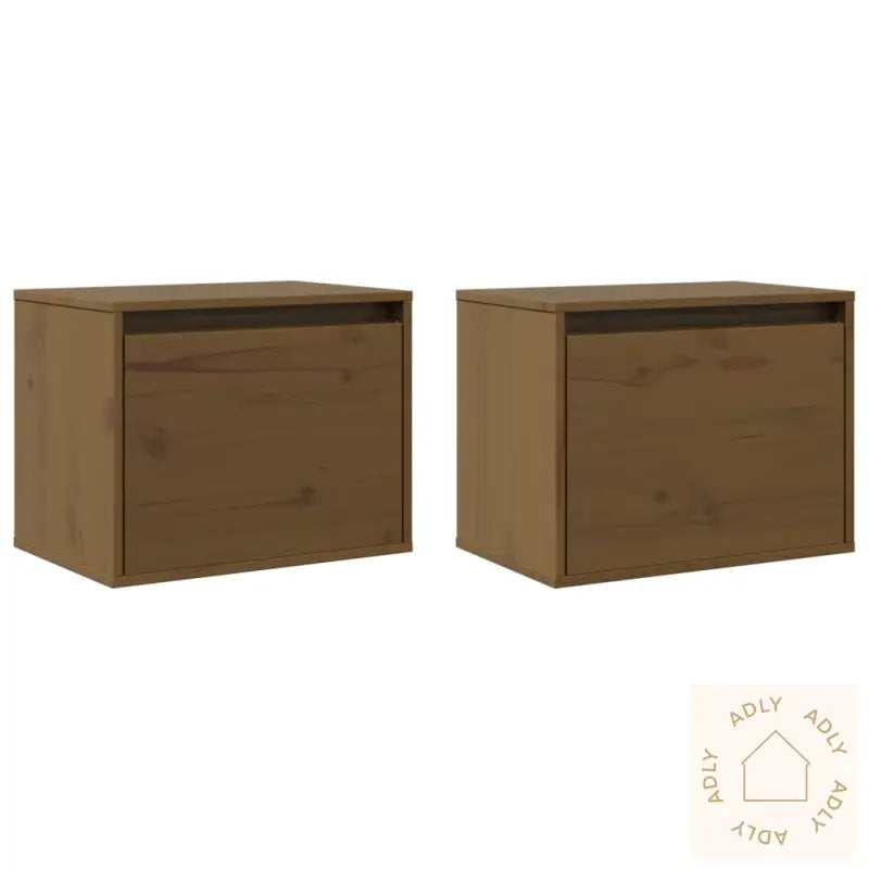 Veggskap 2 Stk Honningbrun 45X30X35 Cm Heltre Furu