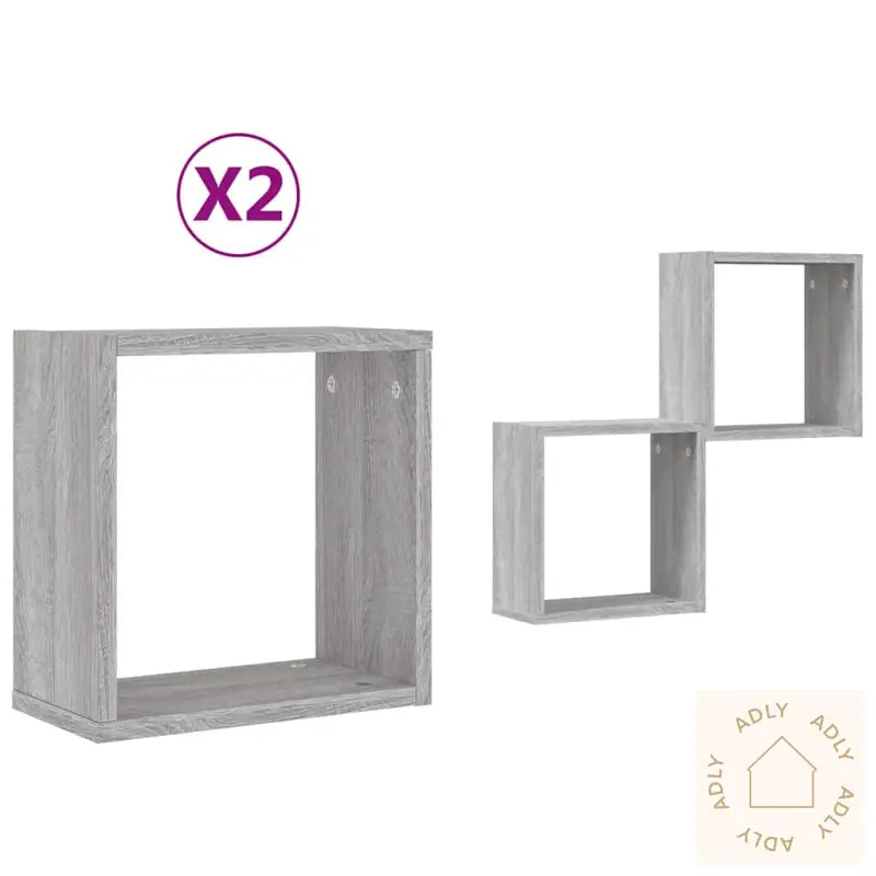 Vegghyller Kubeformet 2 Stk Grå Sonoma 30X15X30 Cm