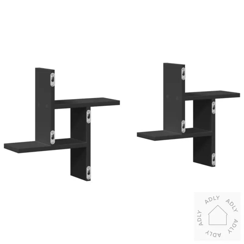 Vegghyller 2 Stk Svart 38X12X38 Cm Konstruert Tre