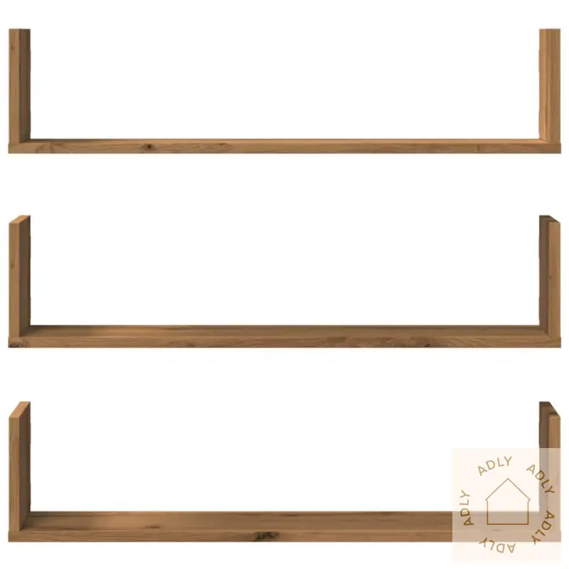 Vegghyller 3 Stk Artisan Eik 80X18X18 Cm Konstruert Tre