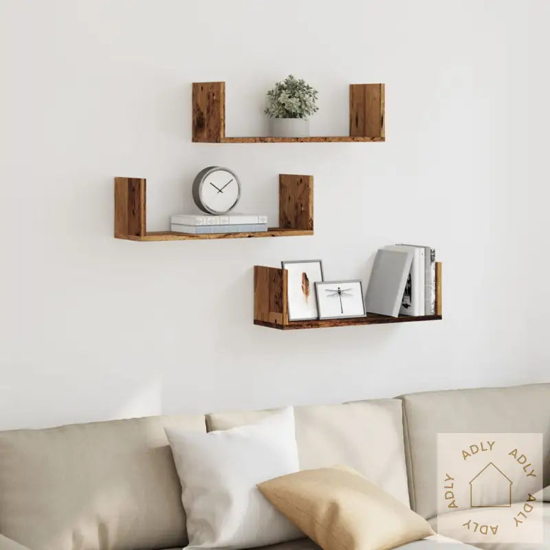 Vegghyller 3 Stk Gammelt Tre 58X18X18 Cm Konstruert Tre