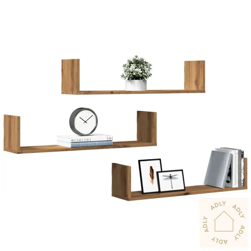 Vegghyller 3 Stk Artisan Eik 80X18X18 Cm Konstruert Tre