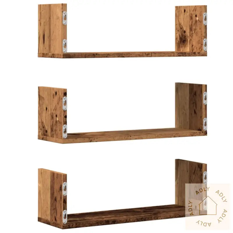 Vegghyller 3 Stk Gammelt Tre 58X18X18 Cm Konstruert Tre