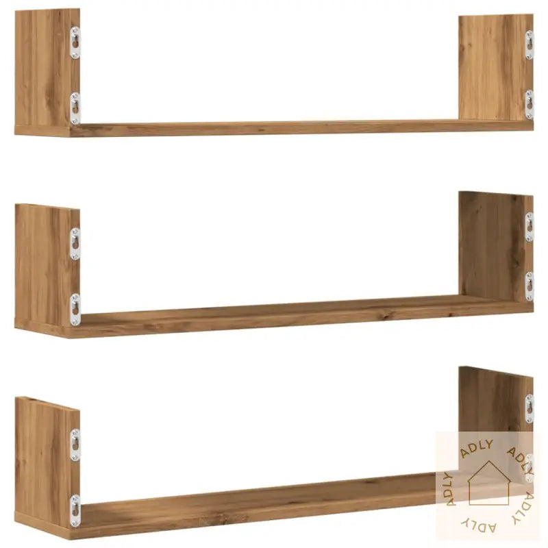 Vegghyller 3 Stk Artisan Eik 80X18X18 Cm Konstruert Tre