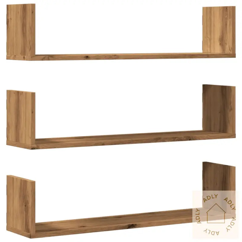Vegghyller 3 Stk Artisan Eik 80X18X18 Cm Konstruert Tre