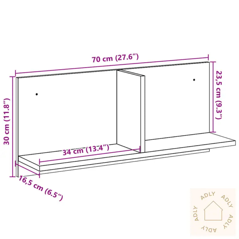 Veggskap 70X16,5X30 Cm Grå Sonoma Konstruert Tre