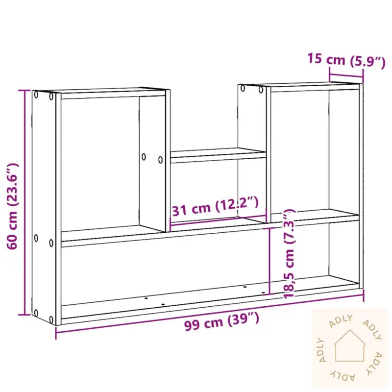Vegghylle Røkt Eik 99X15X60 Cm Konstruert Tre