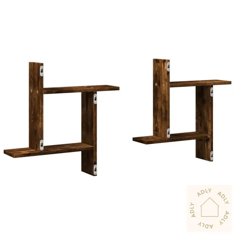 Vegghyller 2 Stk Røkt Eik 50X12X50 Cm Konstruert Tre