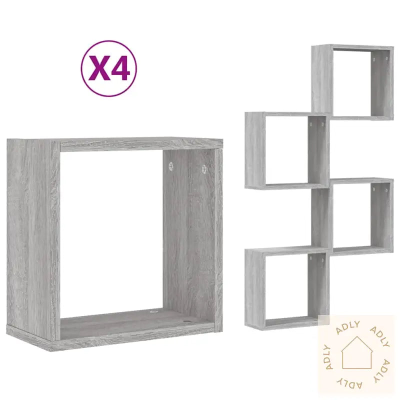 Vegghyller Kubeformet 4 Stk Grå Sonoma 30X15X30 Cm