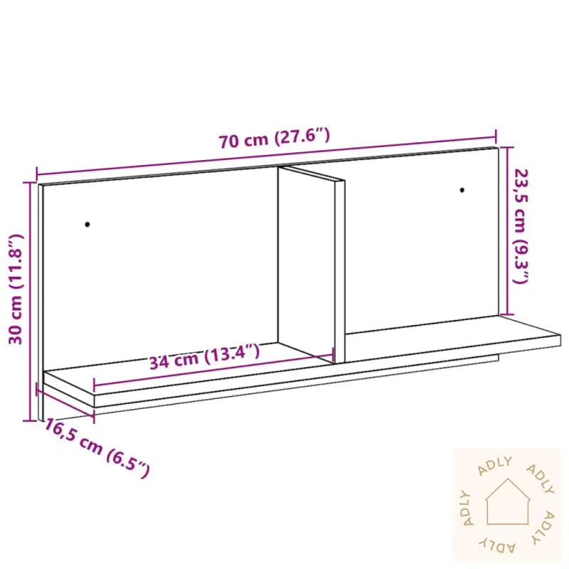 Veggskap 70X16,5X30 Cm Gammelt Tre Konstruert Tre