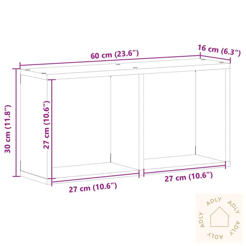 Veggskap 60X16X30 Cm Grå Sonoma Konstruert Tre