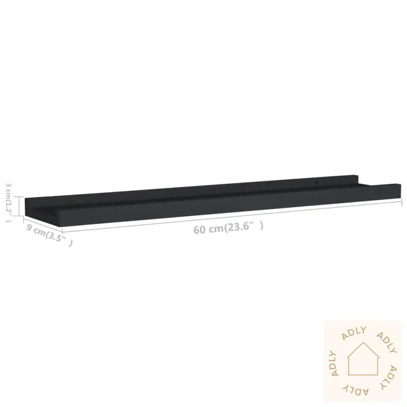 Flytende Vegghyller 2 Stk Svart 60X9X3 Cm Mdf