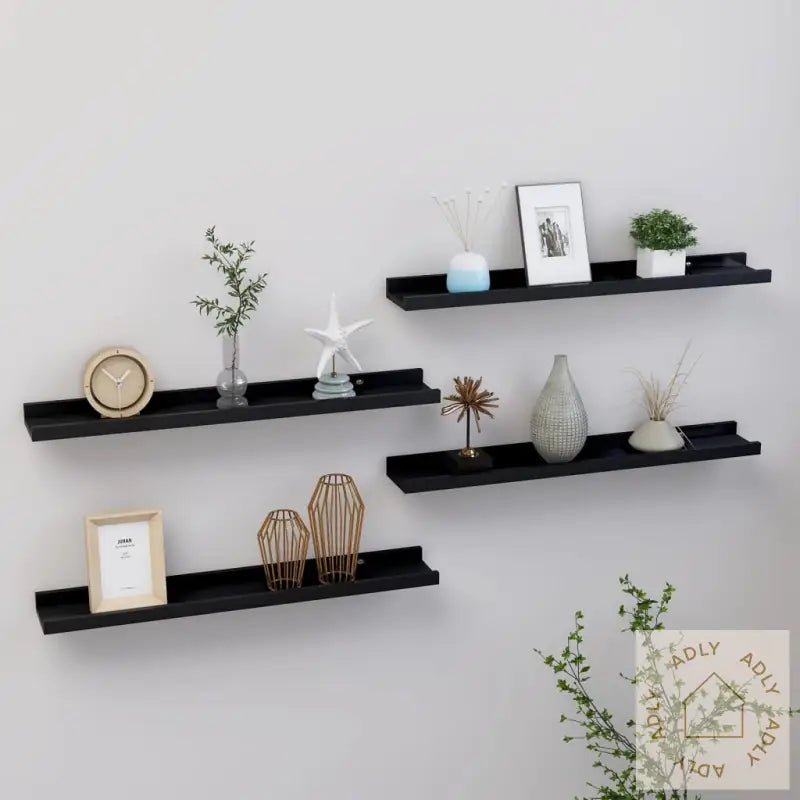 Vegghyller 4 Stk Svart 60X9X3 Cm