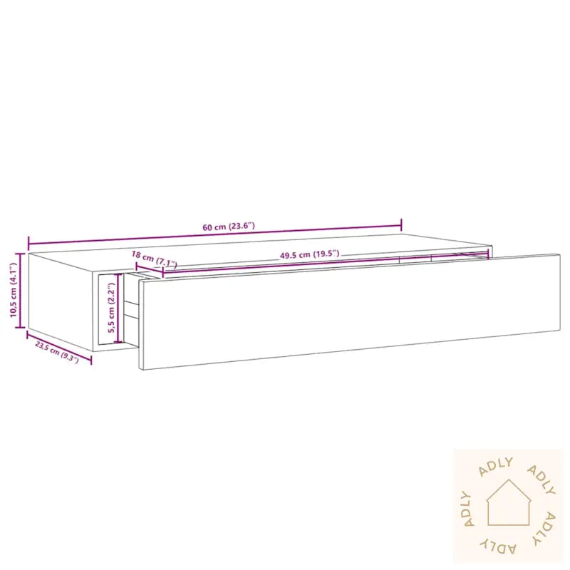 Veggmonterte Skuffehyller 2 Stk Eik Og Hvit 60X23,5X10 Cm Mdf