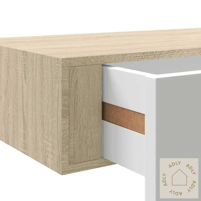 Veggmonterte Skuffehyller 2 Stk Eik Og Hvit 60X23,5X10 Cm Mdf