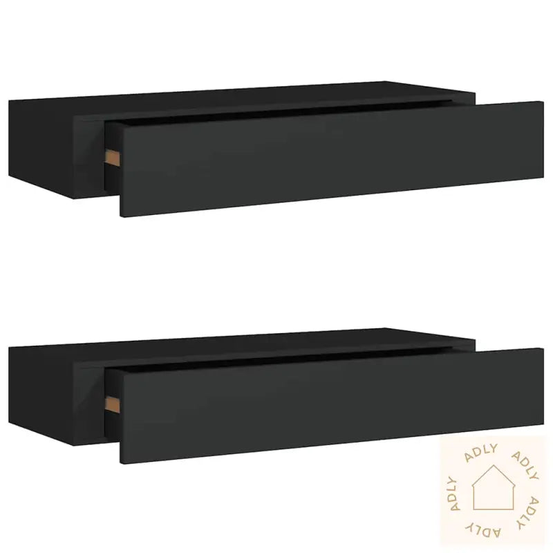 Veggmonterte Skuffehyller 2 Stk Svart 60X23,5X10 Cm Mdf