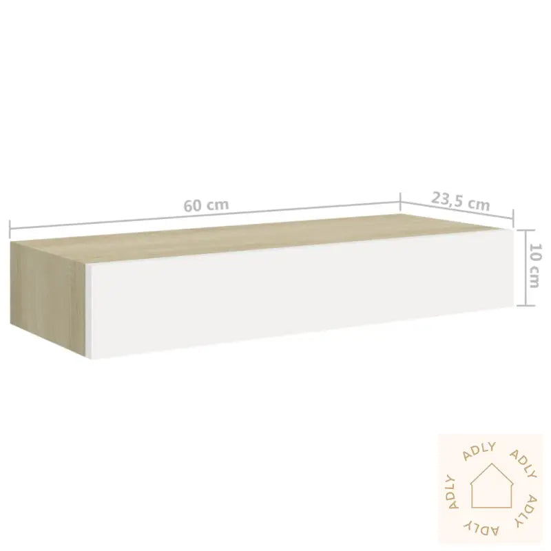 Veggmonterte Skuffehyller 2 Stk Eik Og Hvit 60X23,5X10 Cm Mdf