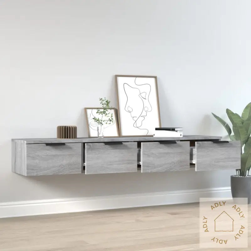 Veggskap 2 Stk Grå Sonoma 68X30X20 Cm Konstruert Tre
