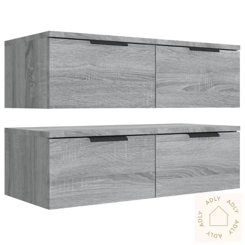 Veggskap 2 Stk Grå Sonoma 68X30X20 Cm Konstruert Tre