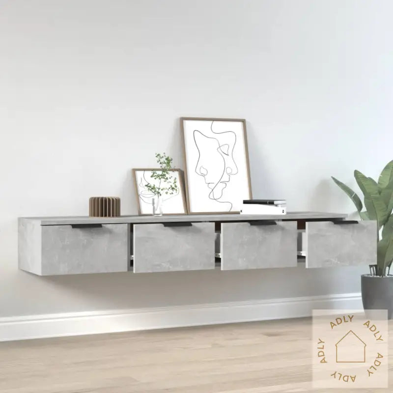 Veggskap 2 Stk Betonggrå 68X30X20 Cm Konstruert Tre