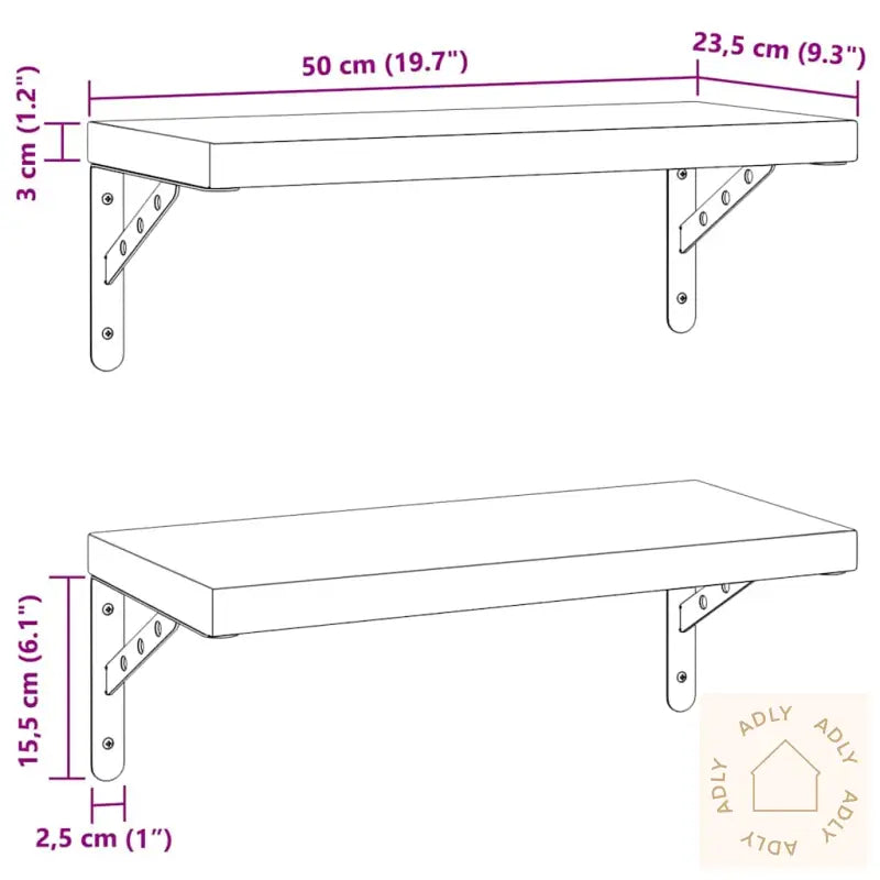 Vegghyller 2 Stk 50X23,5 Cm Sølv Rustfritt Stål