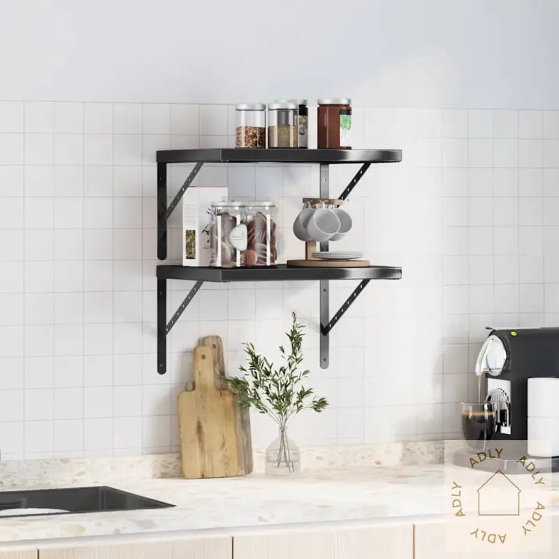 Vegghyller 2 Stk 50X40X3 Cm Svart Rustfritt Stål
