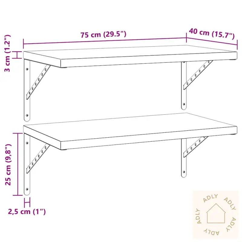 Vegghyller 2 Stk 75X40 Cm Sølv Rustfritt Stål
