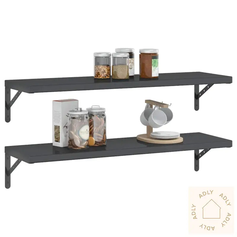 Vegghyller 2 Stk 100X30 Cm Svart Rustfritt Stål