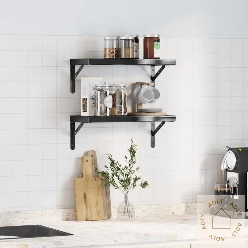 Vegghyller 2 Stk 50X23,5 Cm Svart Rustfritt Stål