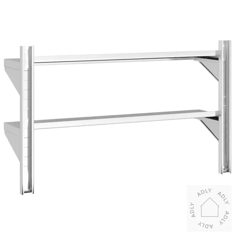 Vegghylle 2 Etasjer 100X23,5X60 Cm Sølv Rustfritt Stål