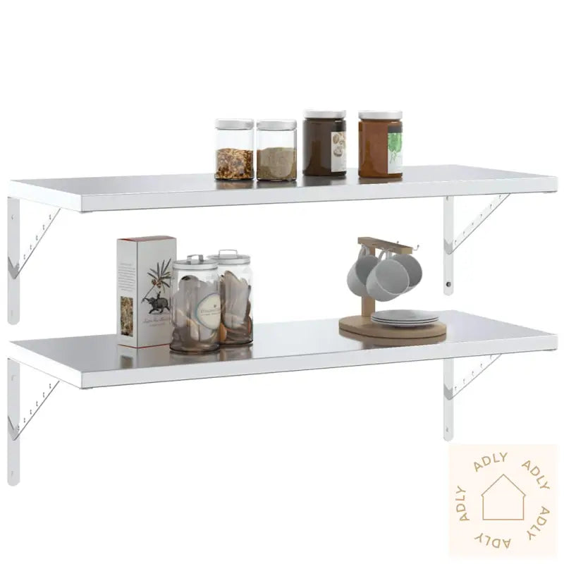 Hyllebraketter 4 Stk 40X2,5X25 Cm Sølv Rustfritt Stål