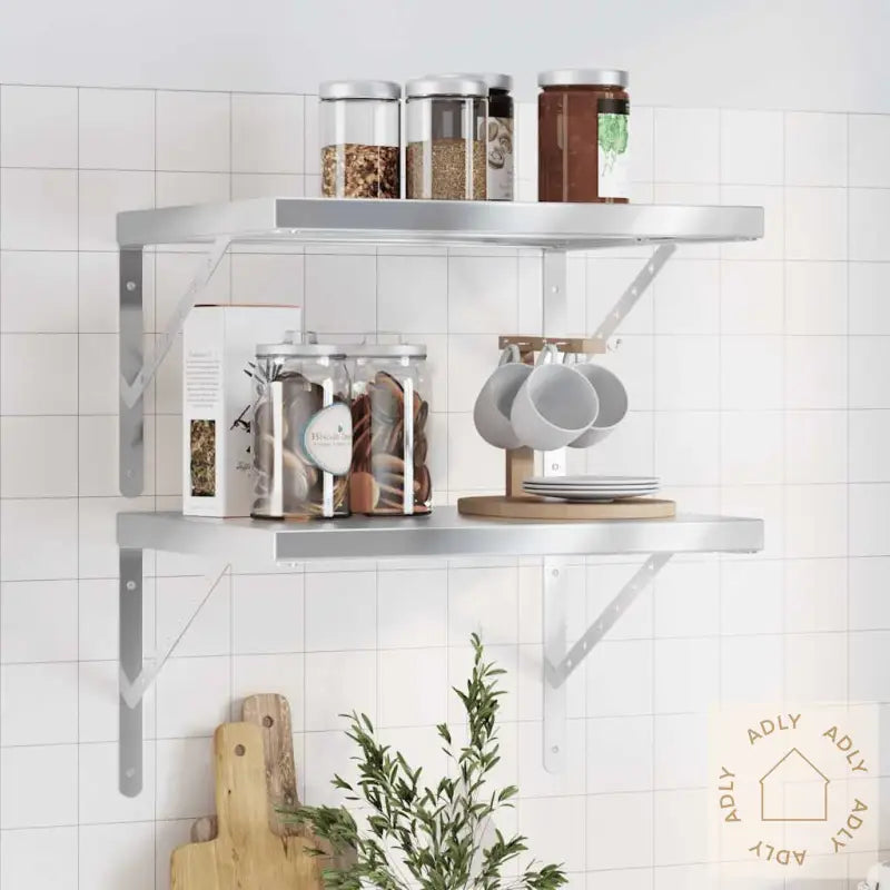 Vegghyller 2 Stk 50X40X3 Cm Sølv Rustfritt Stål