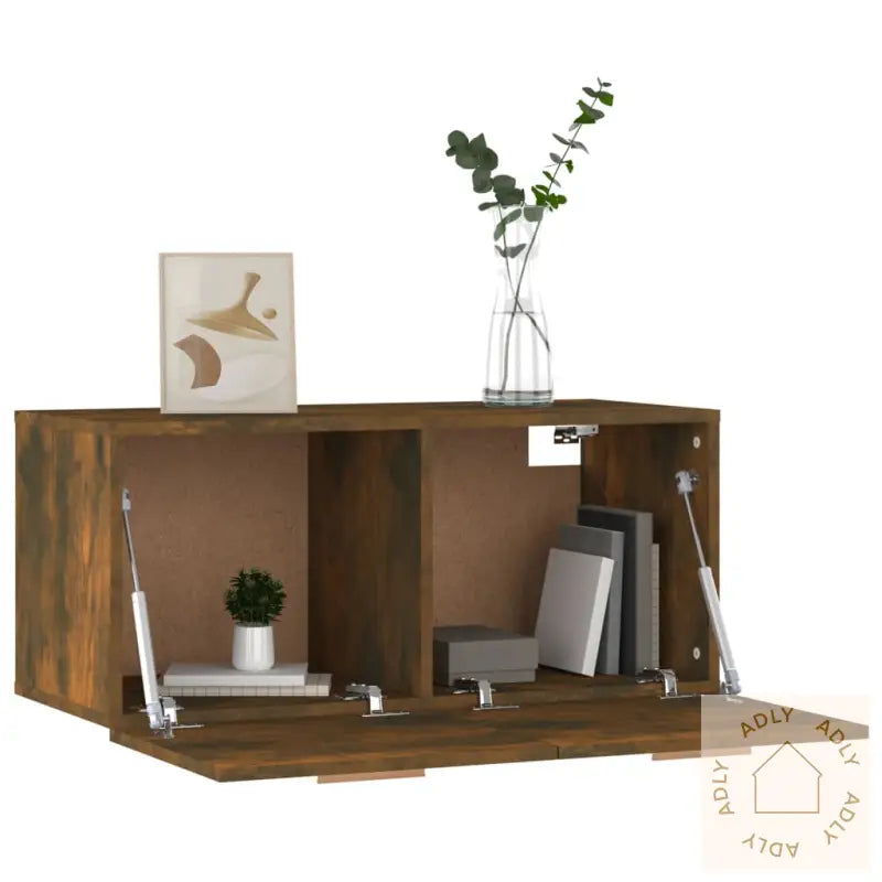 Veggskap Røkt Eik 80X35X36,5 Cm Konstruert Tre