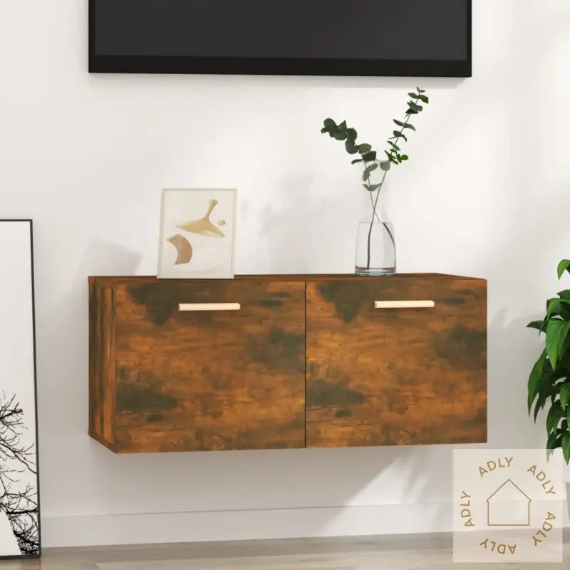 Veggskap Røkt Eik 80X35X36,5 Cm Konstruert Tre